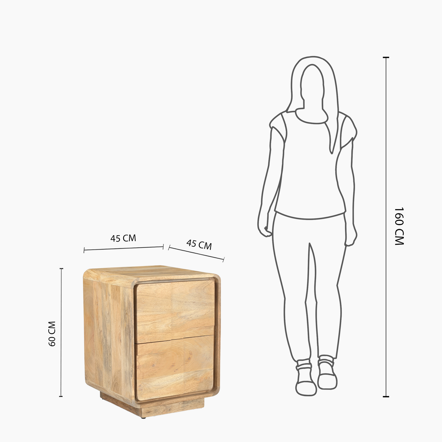 Ashford Two Drawer Bedside Table