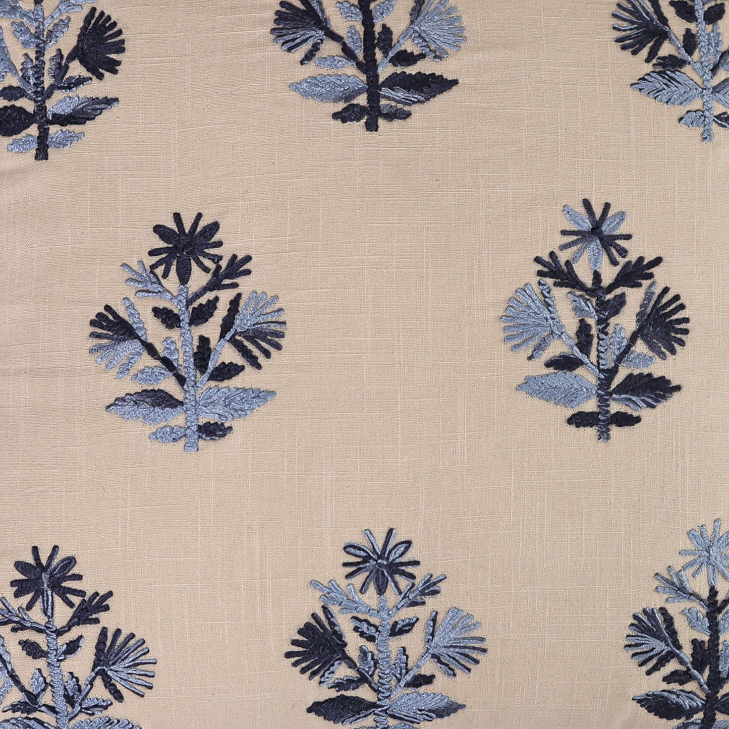 Daisy Embroidered Cotton Cushion