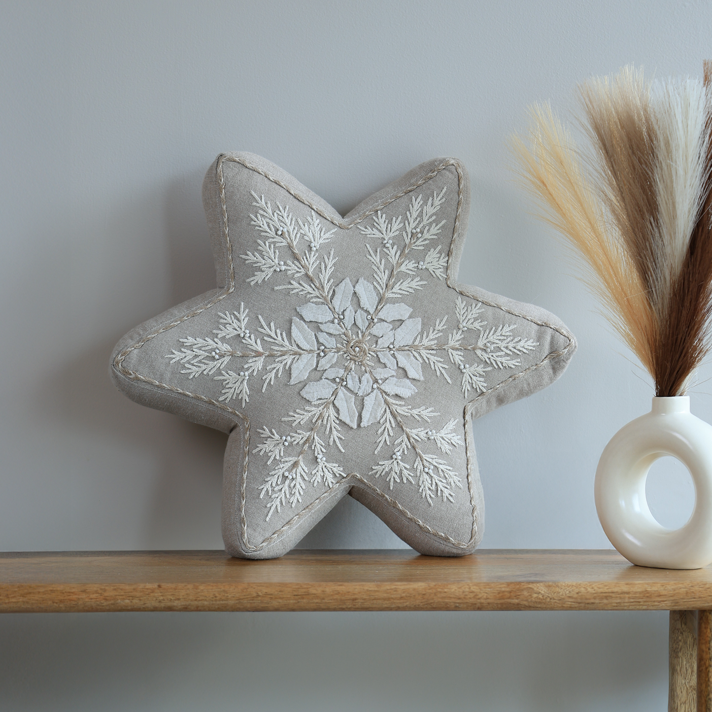 Joyful Star Cotton Chambray Cushion
