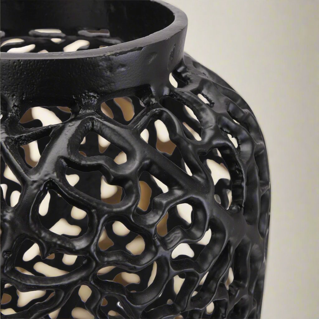Black Cast Lattice Large Vase