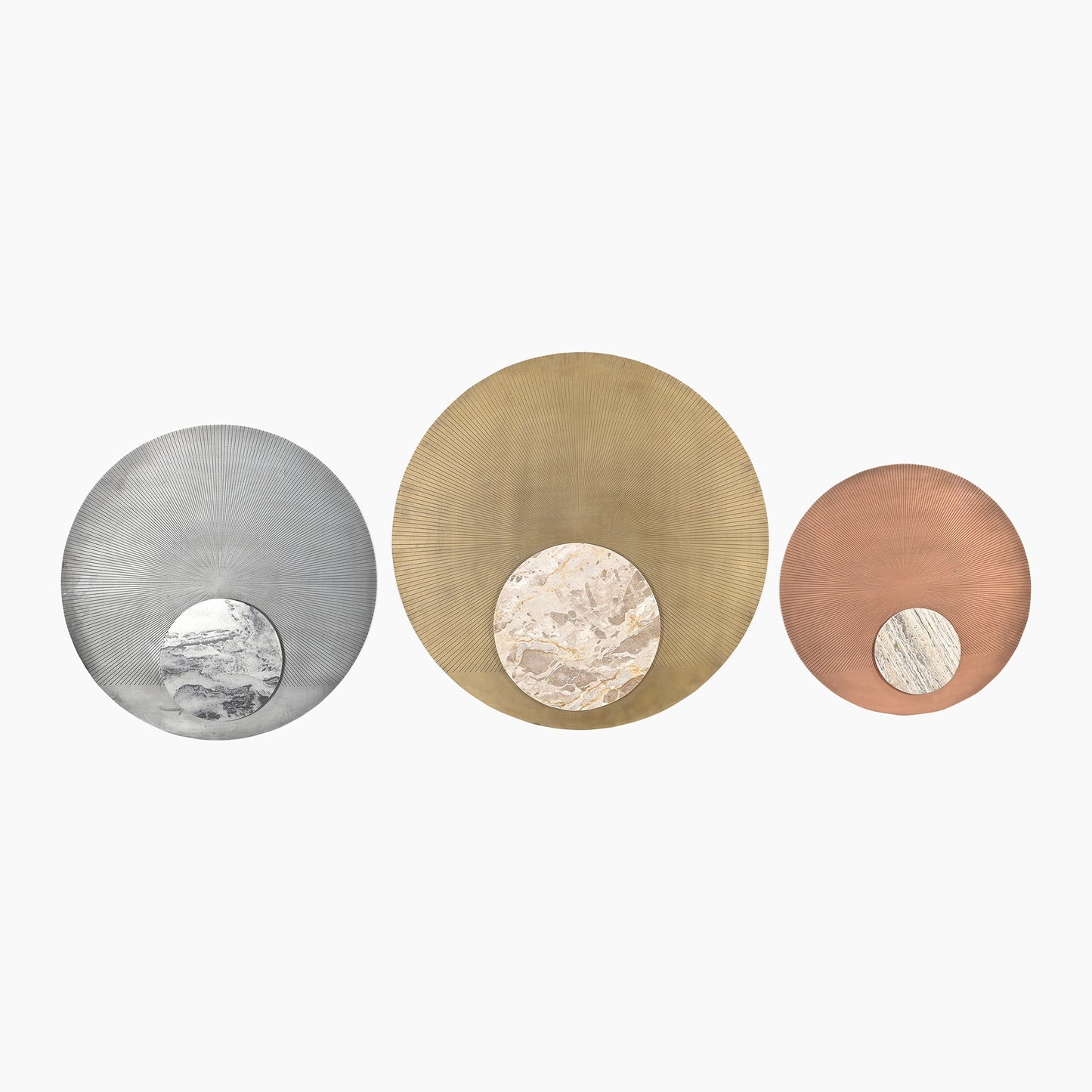 Rayen Iron Wall Panel With Marble Inlay (Set of 3)