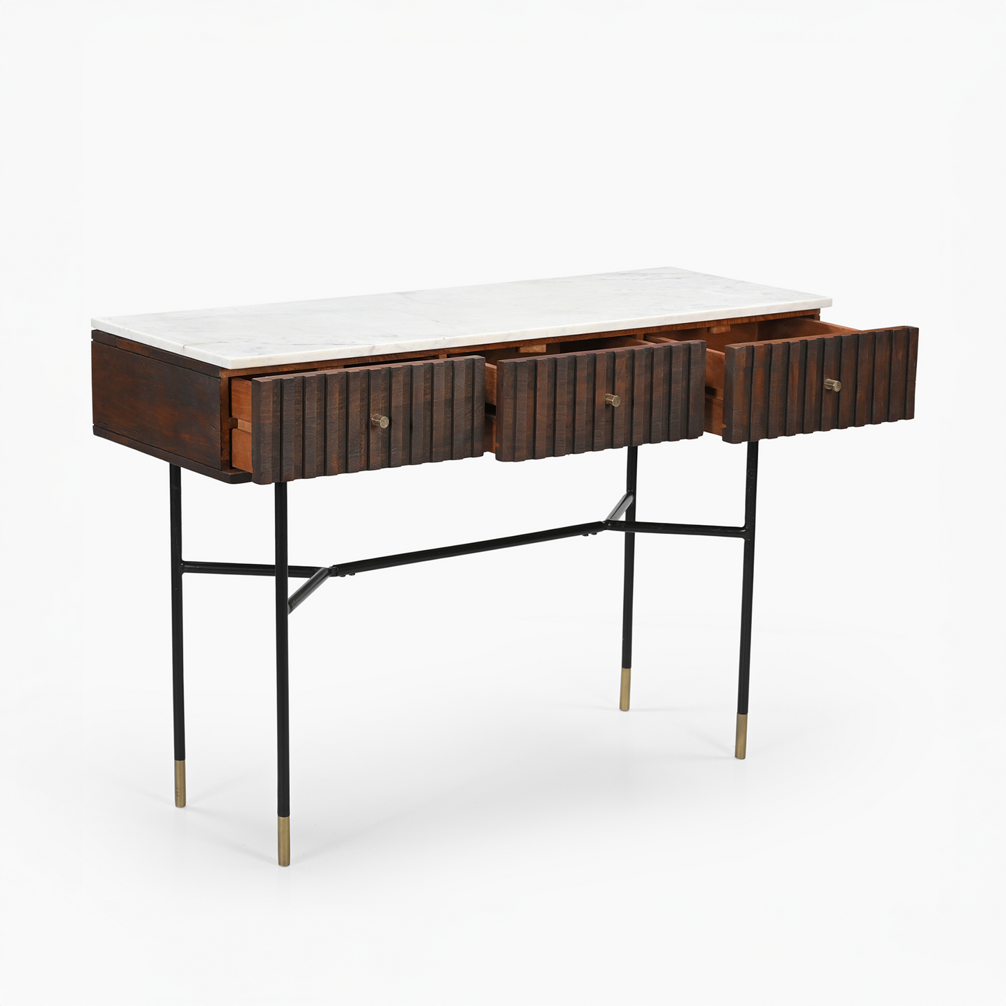 Derek Marble Top Three Drawer Console Table
