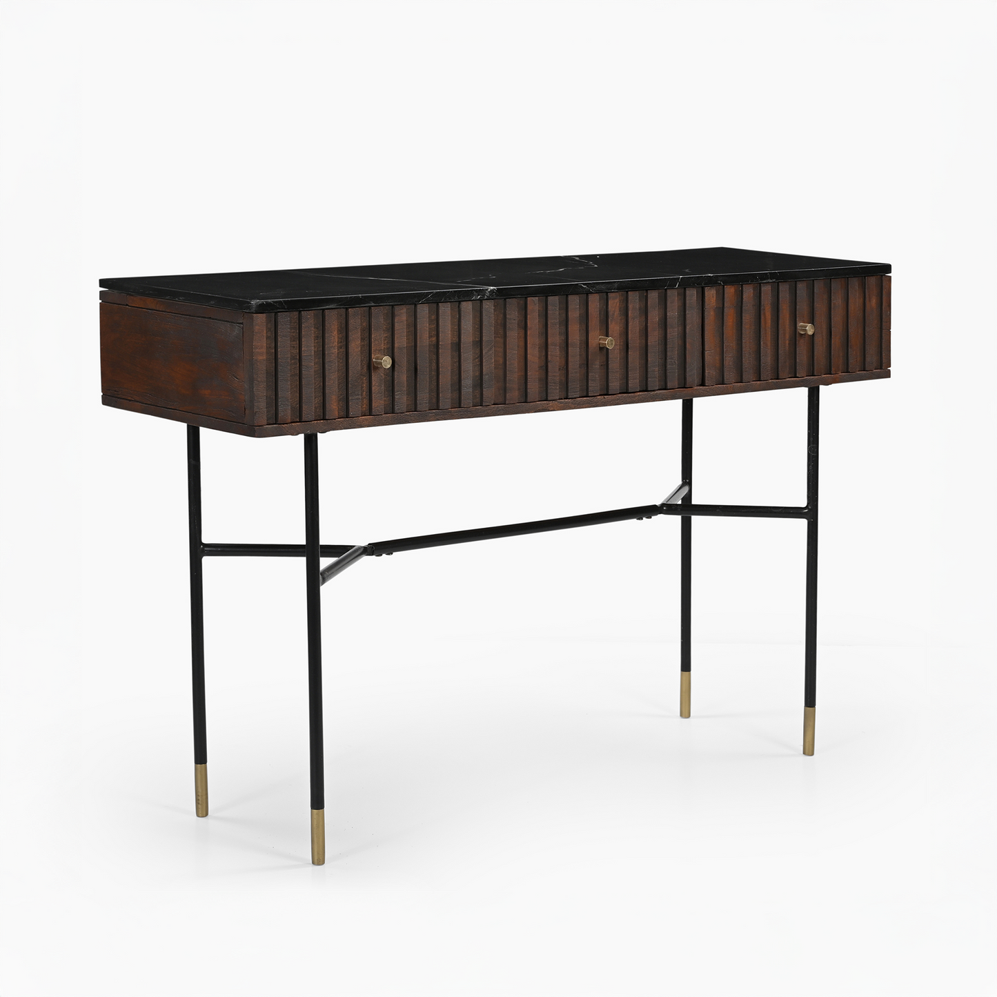 Derek Marble Top Three Drawer Console Table