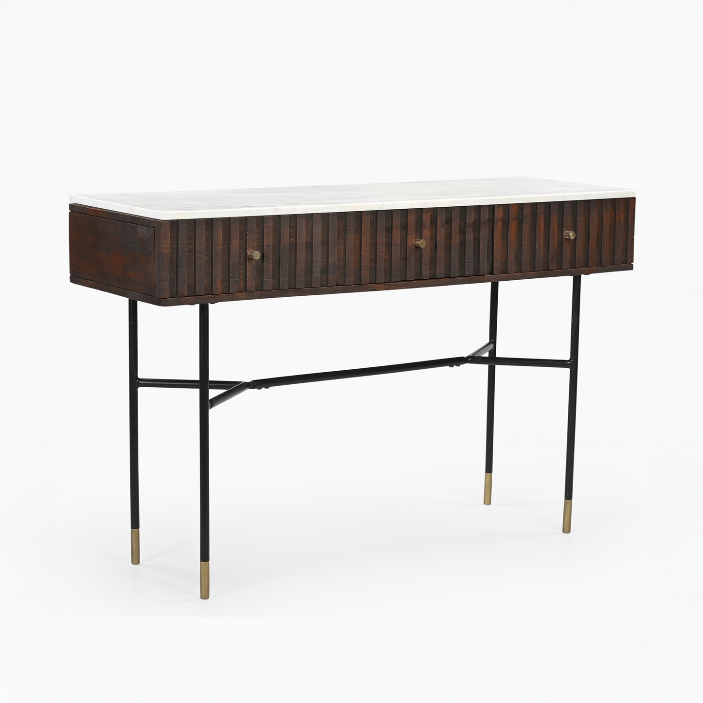 Derek Marble Top Three Drawer Console Table