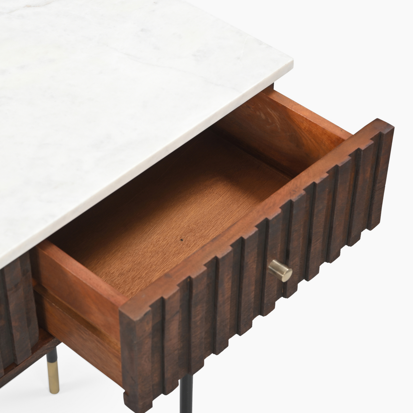 Derek Marble Top Three Drawer Console Table