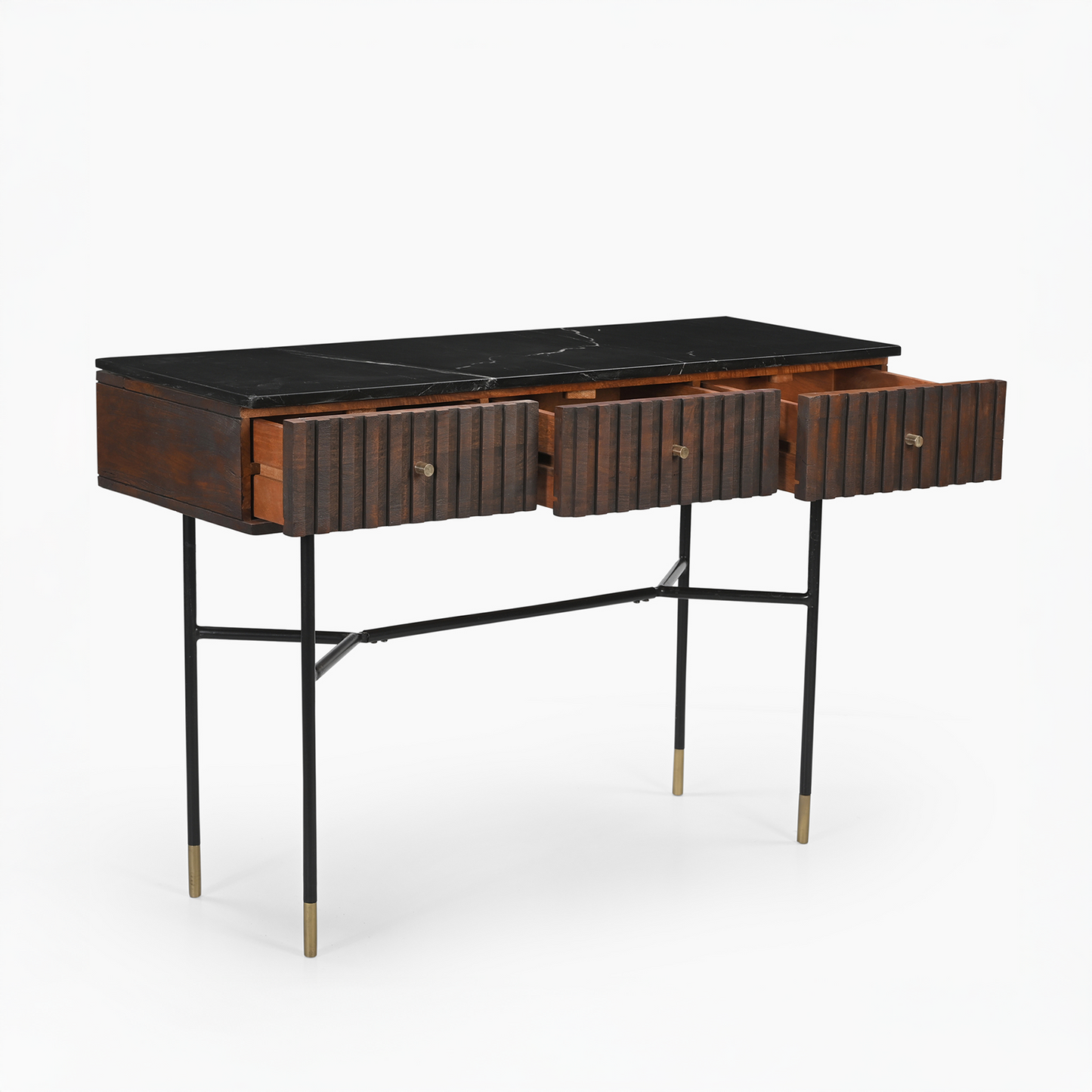 Derek Marble Top Three Drawer Console Table