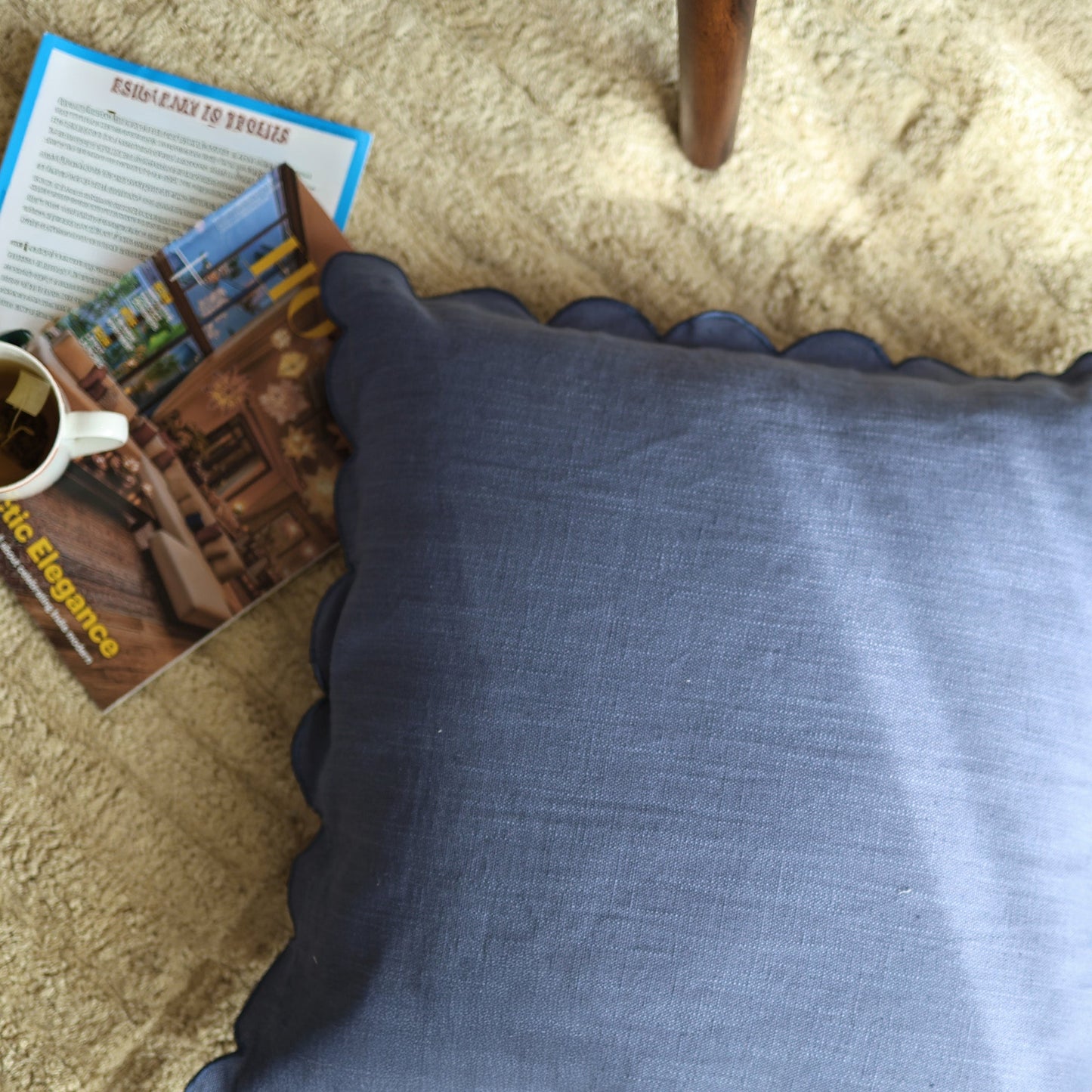 Elsie Cotton-Linen Blue Cushion