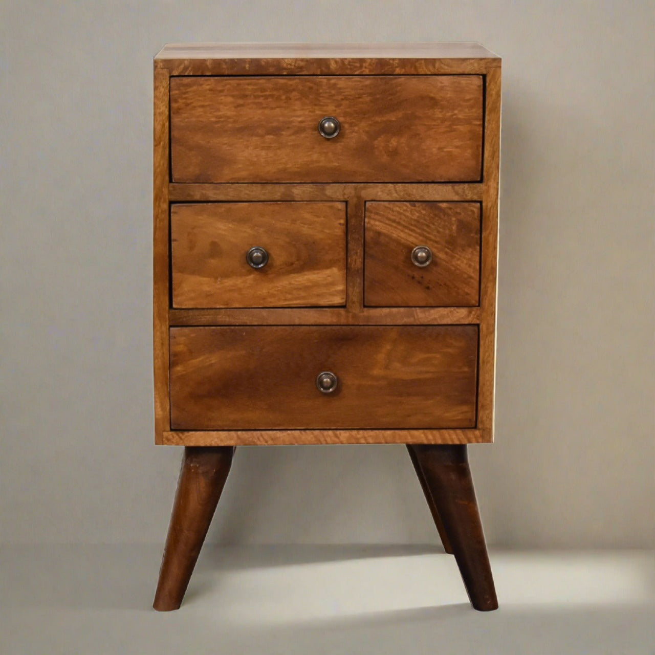 4 Drawer Multi Chestnut Bedside