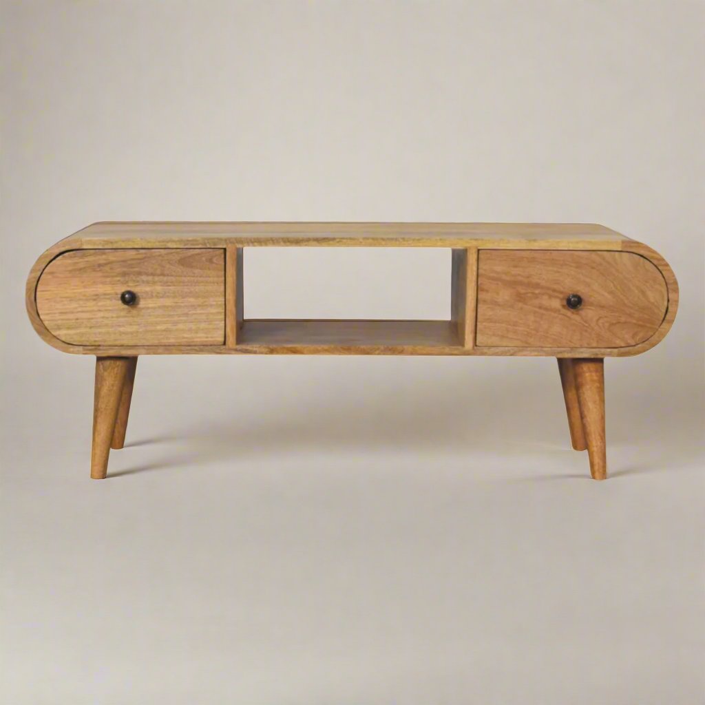 Oak-ish Circular TV Unit