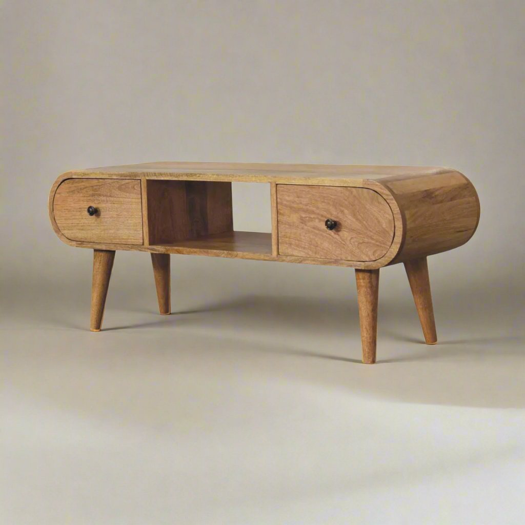 Oak-ish Circular TV Unit