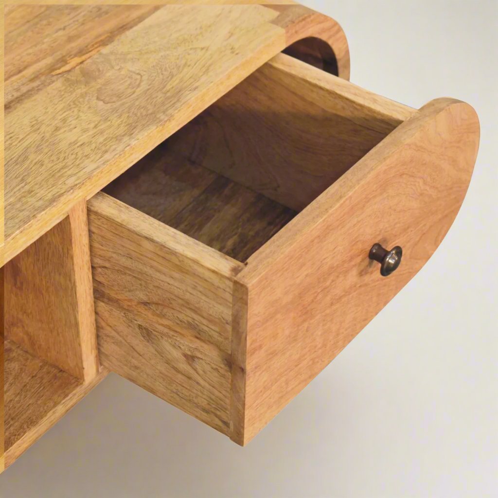 Oak-ish Circular TV Unit