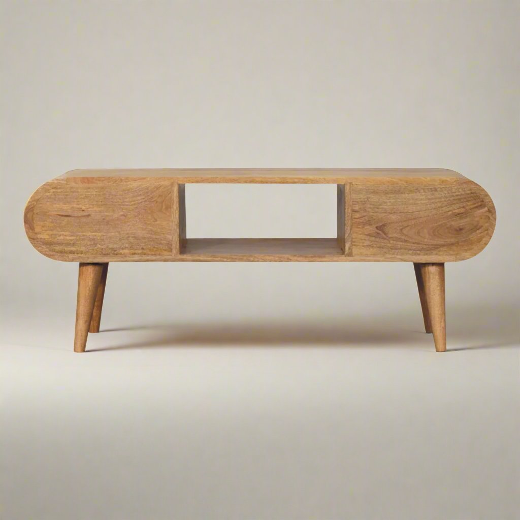 Oak-ish Circular TV Unit
