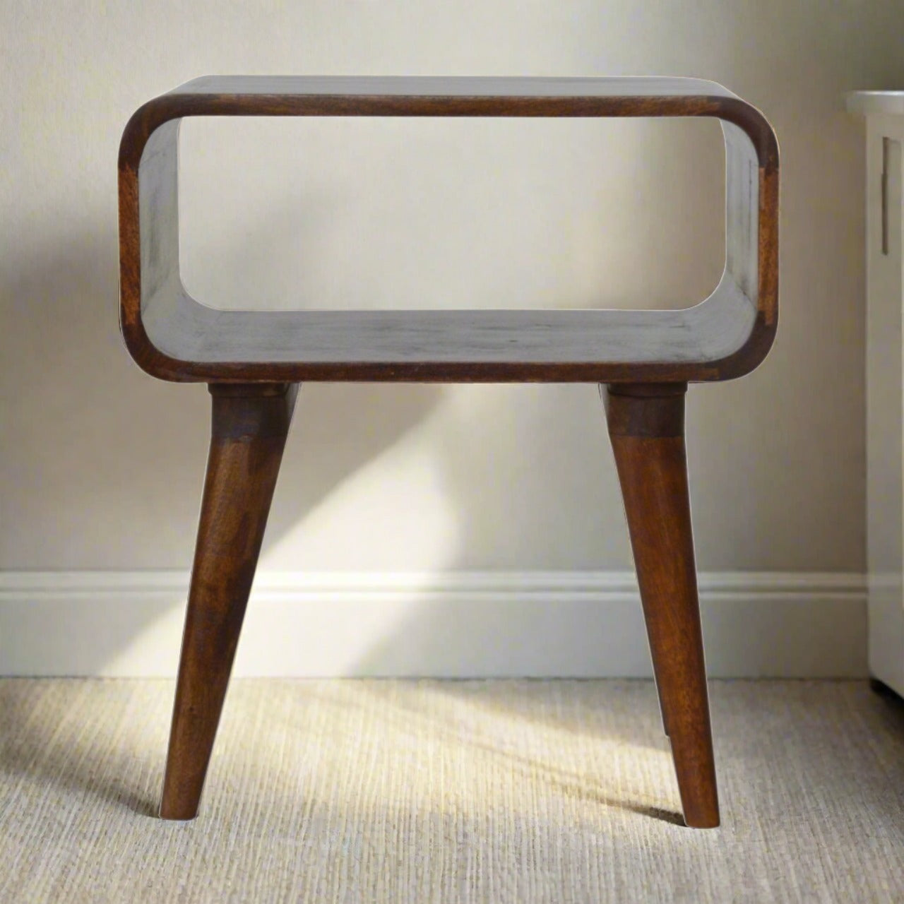 Curved Open Chestnut Bedside