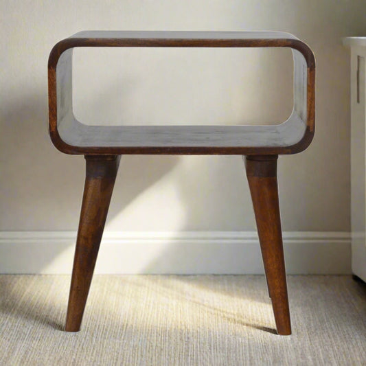 Curved Open Chestnut Bedside