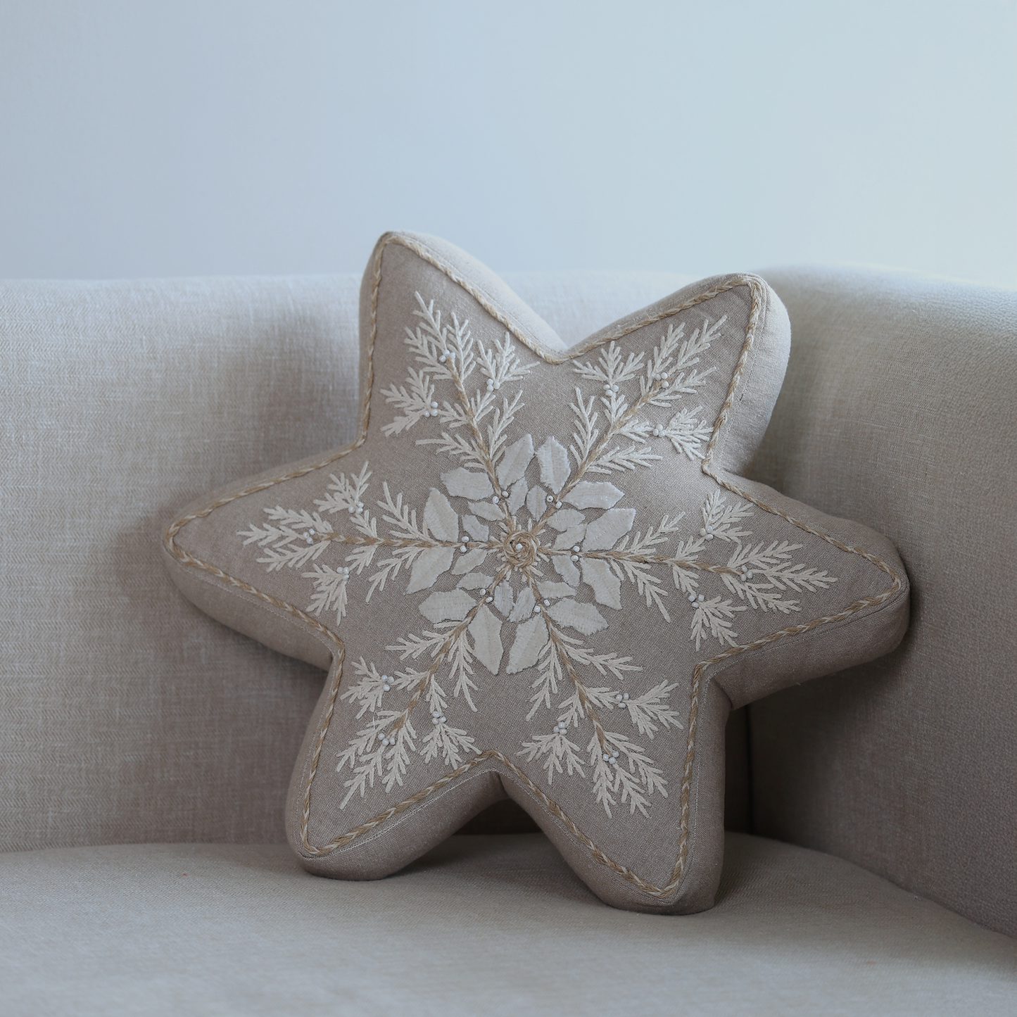 Joyful Star Cotton Chambray Cushion