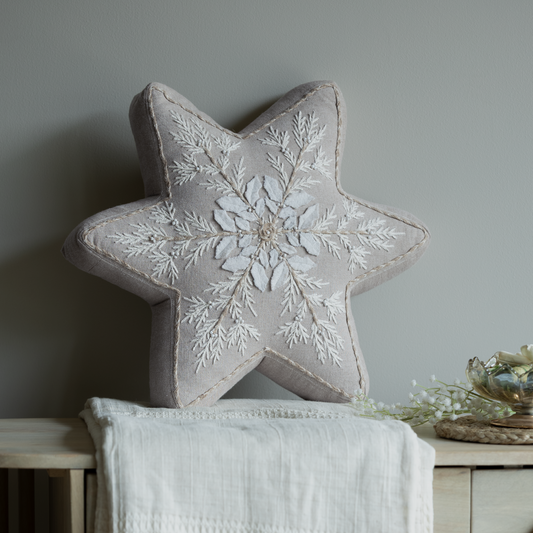 Joyful Star Cotton Chambray Cushion