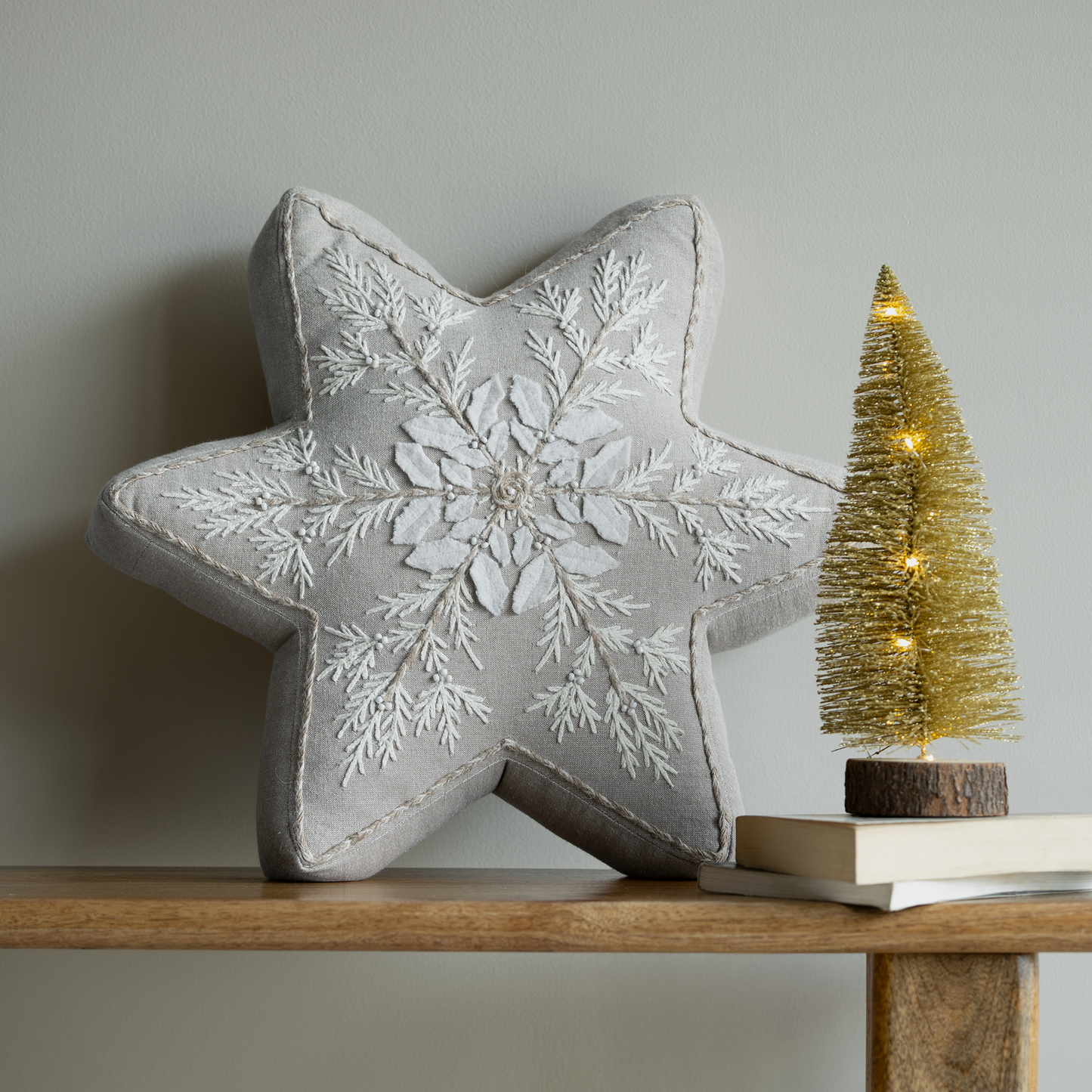 Joyful Star Cotton Chambray Cushion