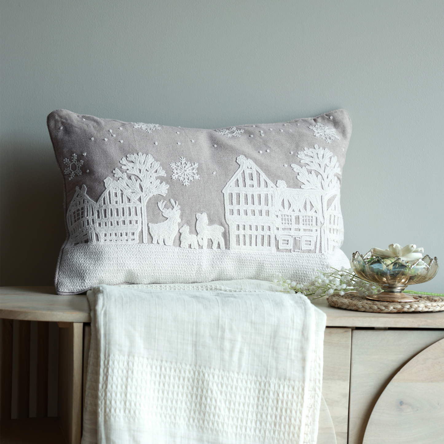 Festive Glow Cotton Chambray Cushion