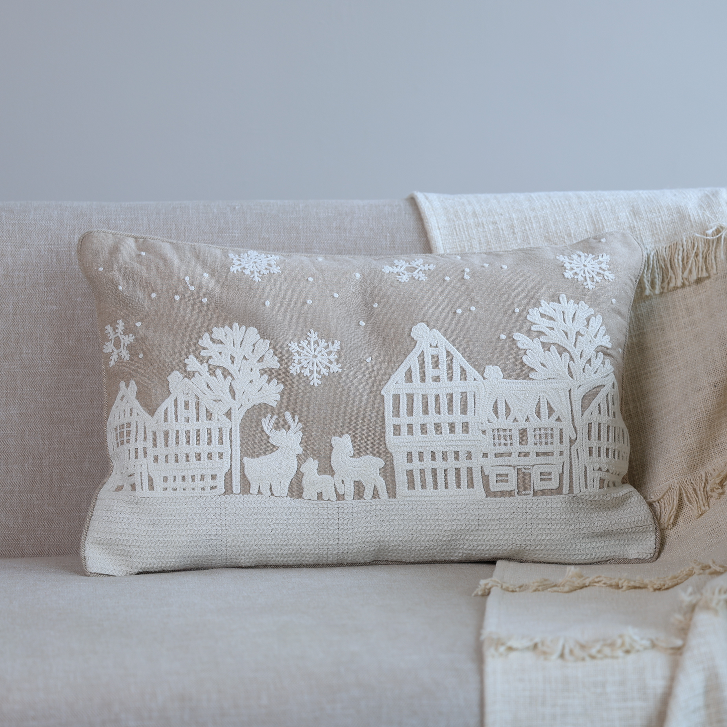 Festive Glow Cotton Chambray Cushion