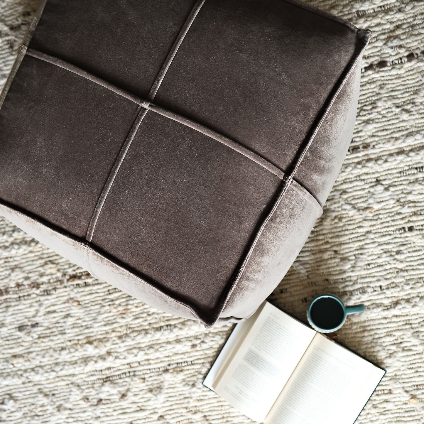 Tomos Brown Cotton Pouffe