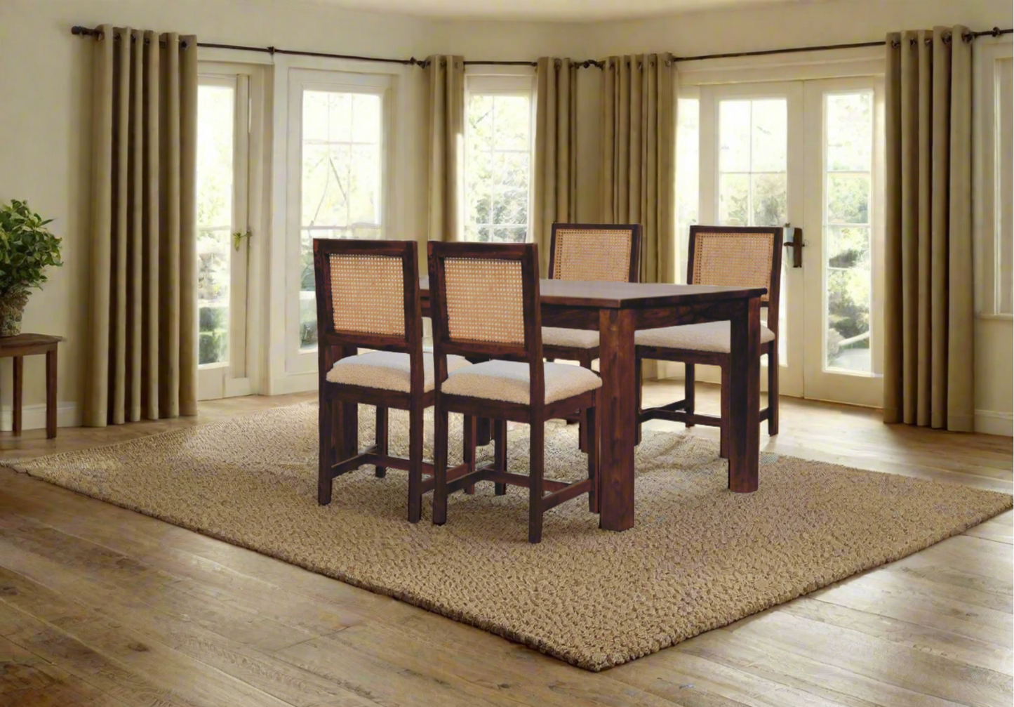 Cream Boucle Rattan Chair