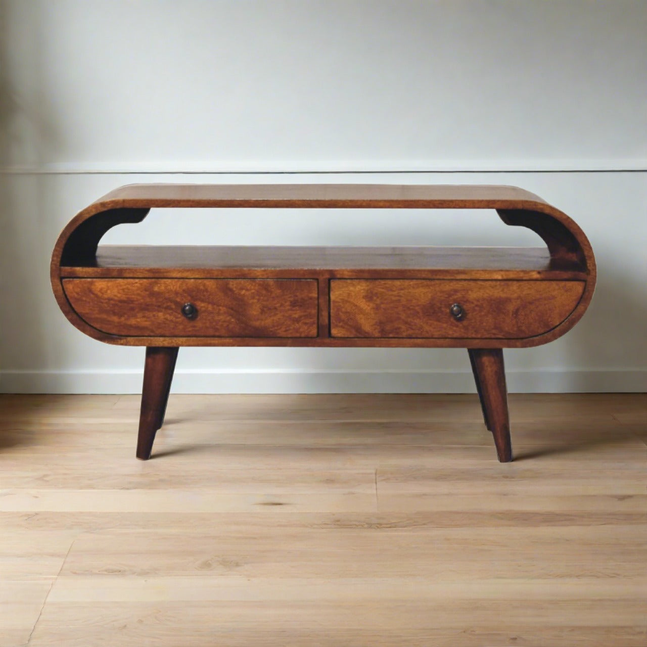 Chestnut Circular TV Stand